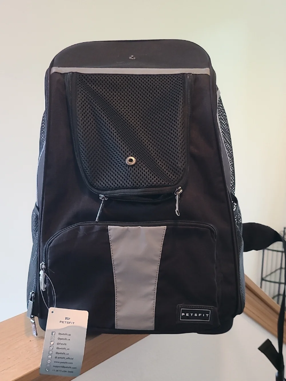 Petsfit Black and Gray Pet Carrier Backpack